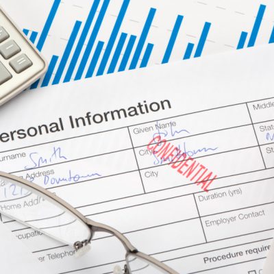 Personal information form with confidential stamp