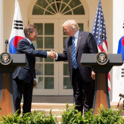 President Donald J. Trump welcomes President Moon Jae-in of the Republic of Korea to the White House
