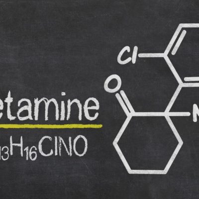 Blackboard with the chemical formula of Ketamine