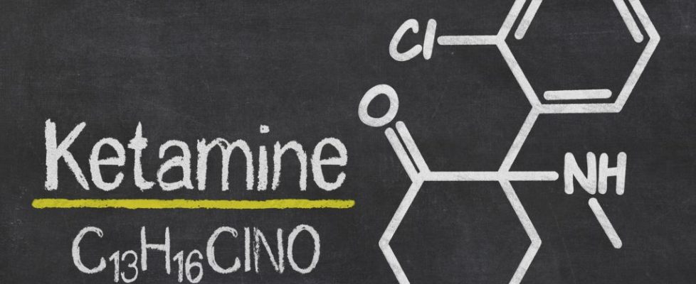 Blackboard with the chemical formula of Ketamine